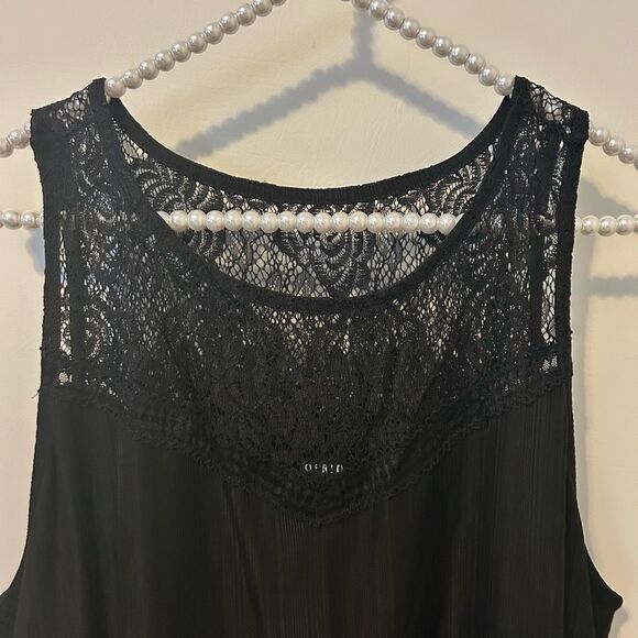 Torrid Georgette Embellished Mock Neck Tunic Tank Black 2X black whimsigoth goth - Picture 7 of 16